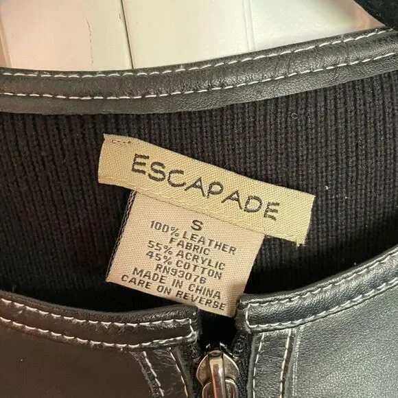 Escapade 100% leather knit moto style jacket small - Picture 6 of 10